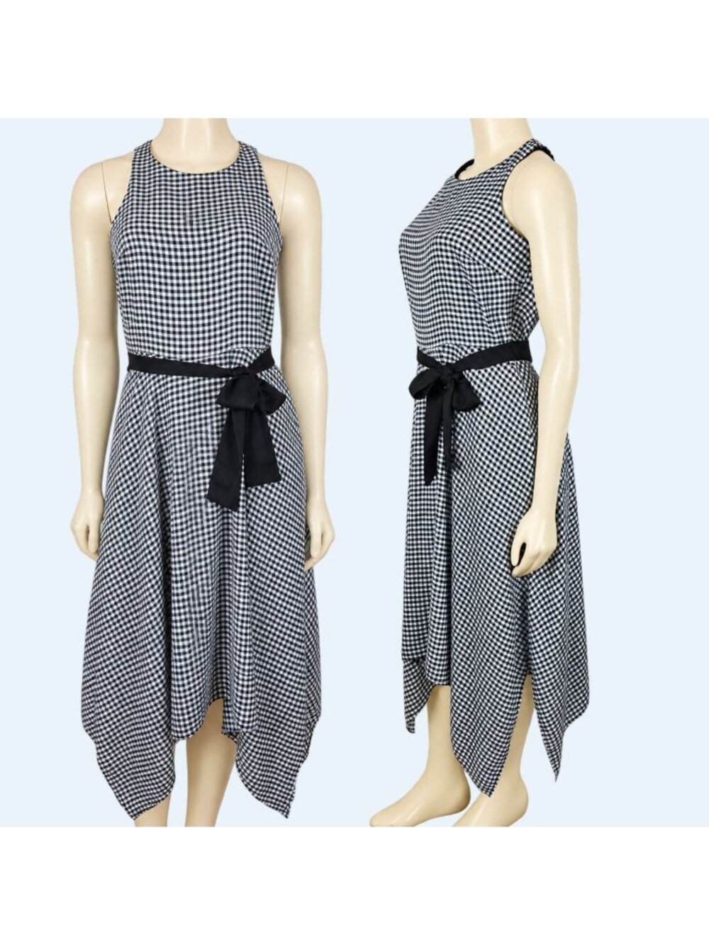 Banana Republic Dress Womens 4 NWT Check Black White A Line Asymmetrical Belted